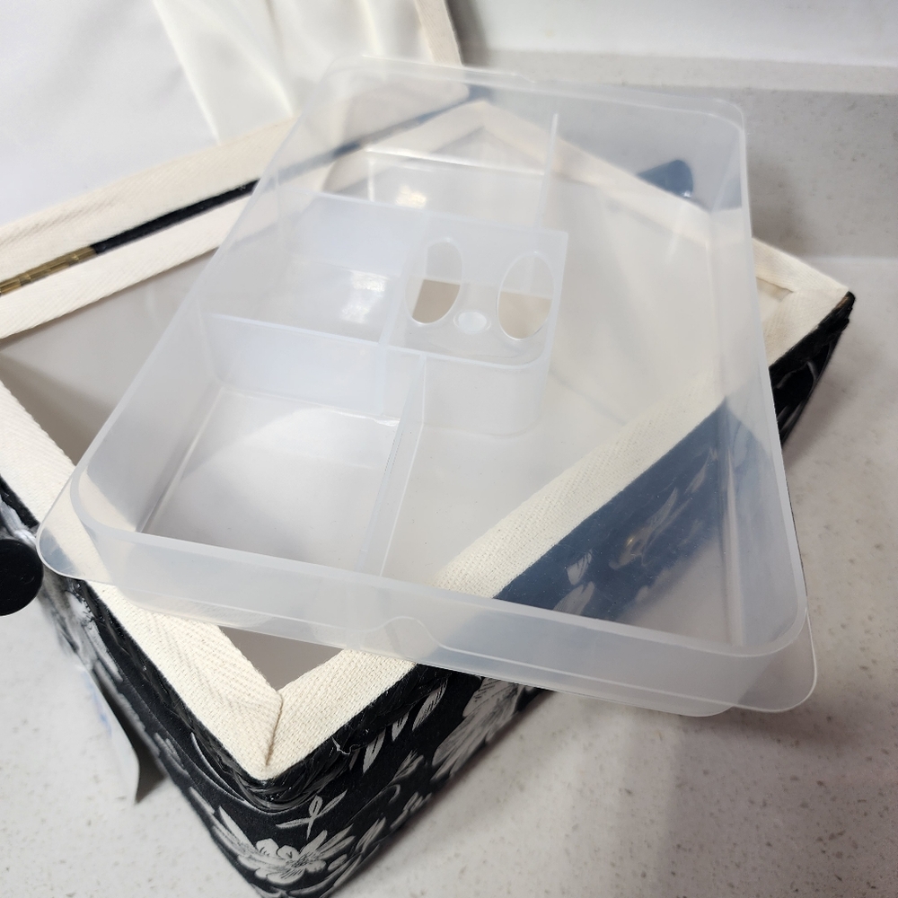 Sewing Basket Set Floral Black and White New With Tags - Picture 5 of 9